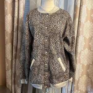 Vintage Blair Designs Leopard Print Button Sweatshirt size large